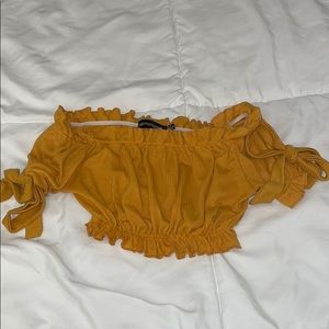Mustard Off The Shoulder Crop Top
